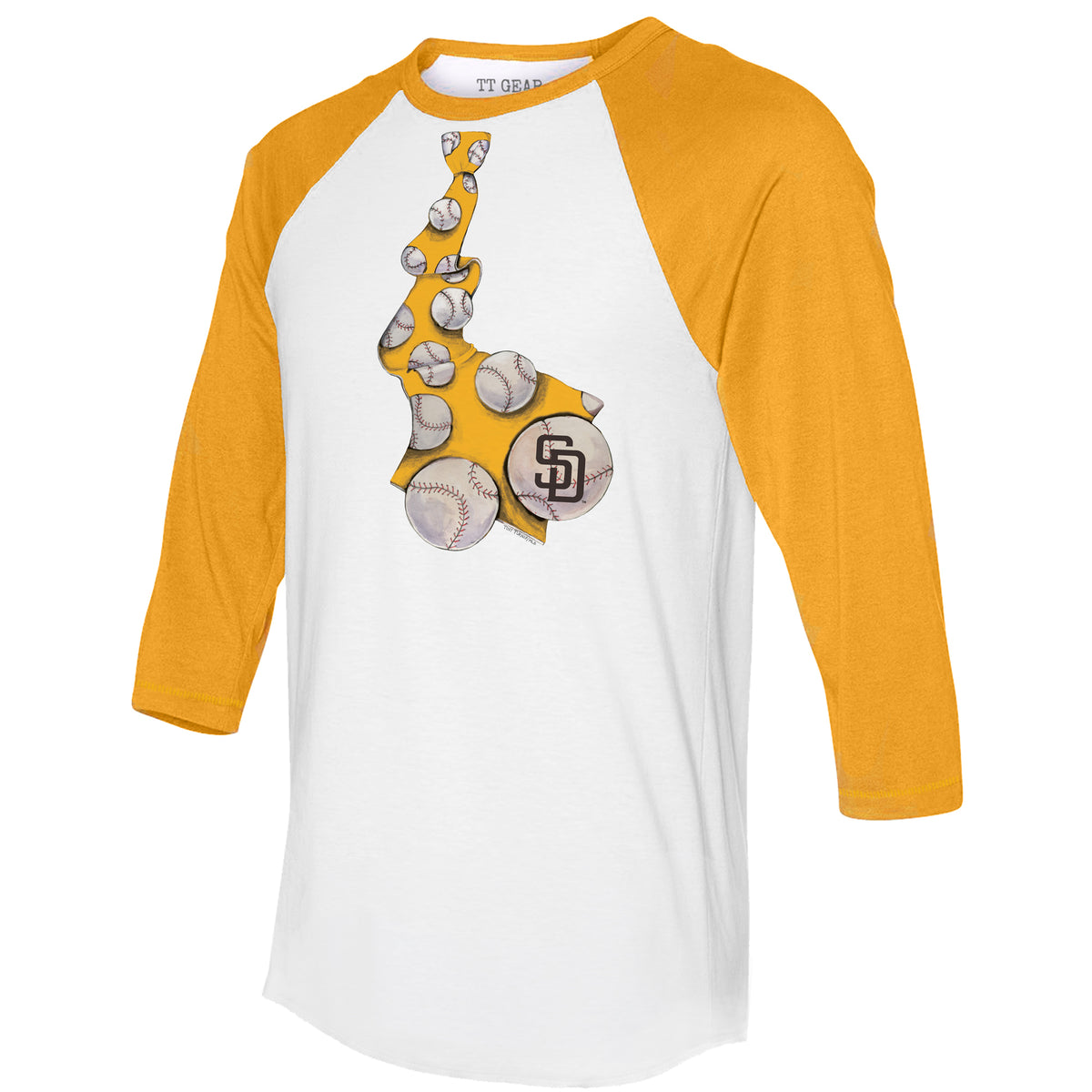 San Diego Padres Tie 3/4 Gold Sleeve Raglan