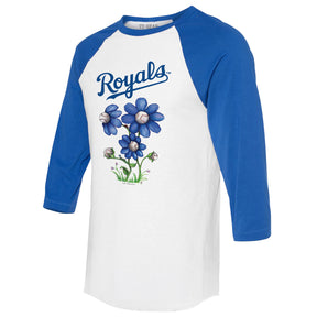 Kansas City Royals Blooming Baseballs 3/4 Royal Blue Sleeve Raglan