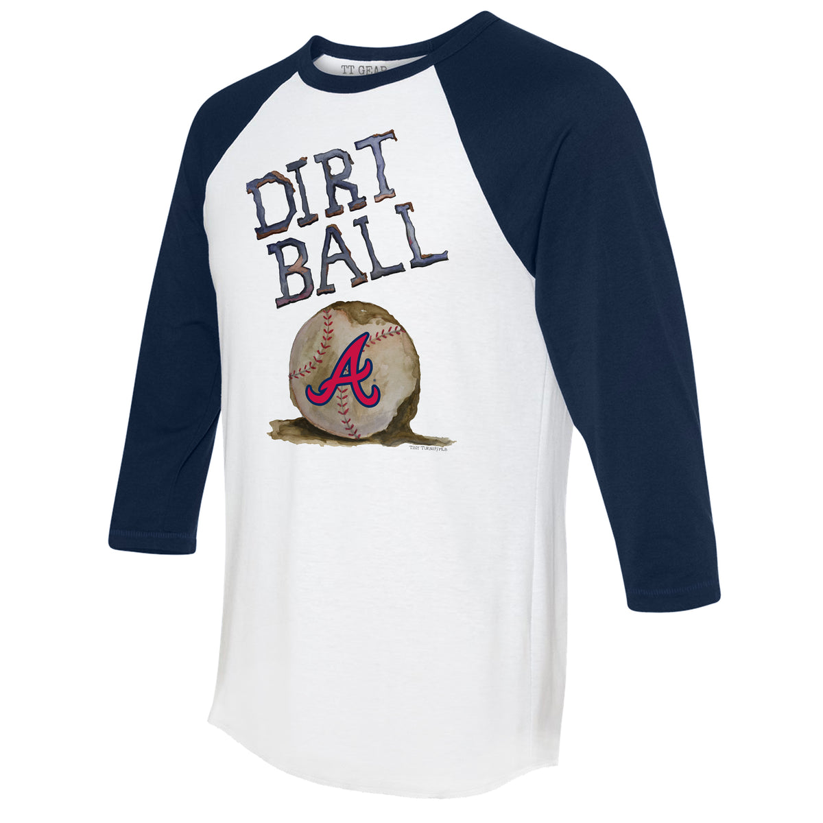 Atlanta Braves Dirt Ball 3/4 Navy Blue Sleeve Raglan