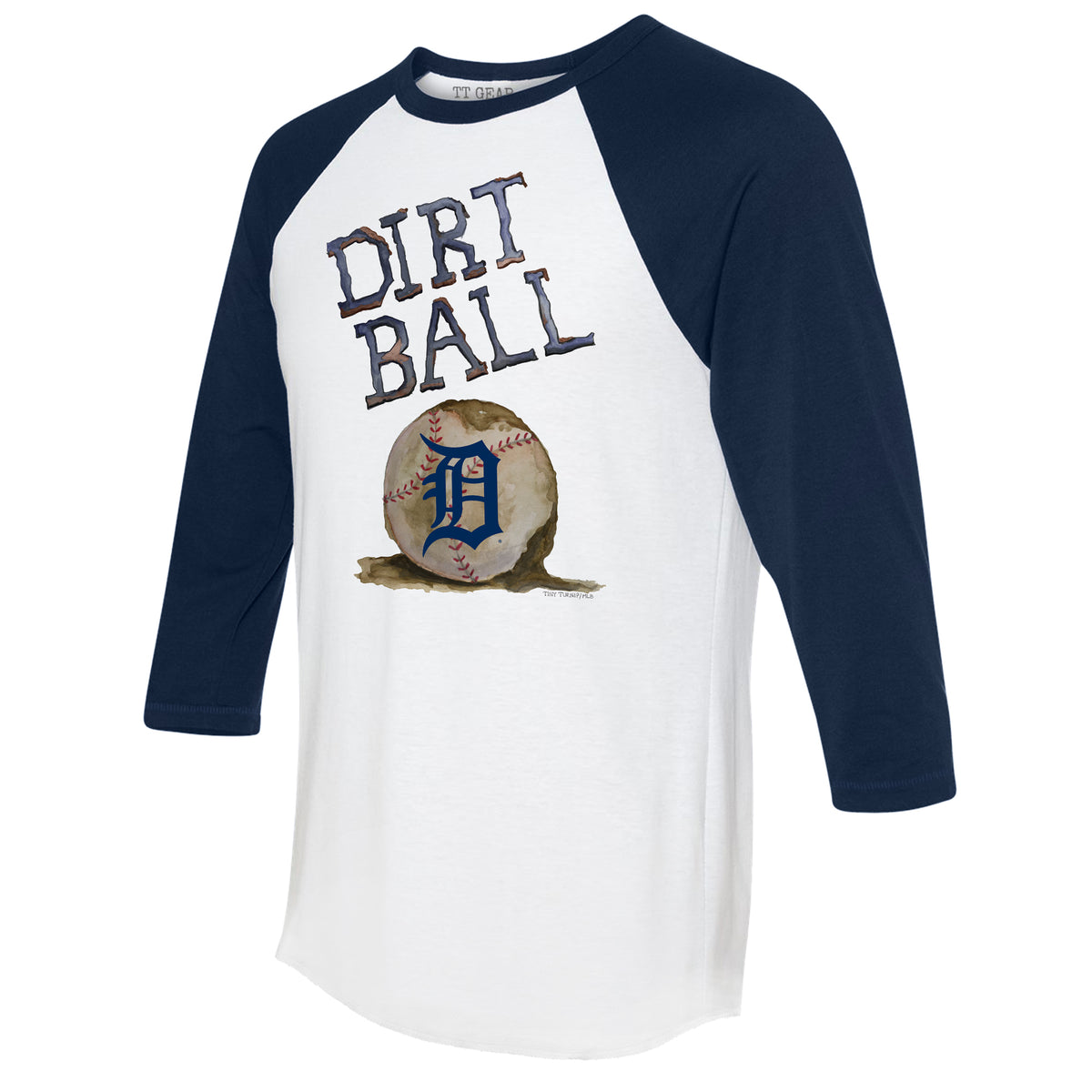 Detroit Tigers Dirt Ball 3/4 Navy Blue Sleeve Raglan