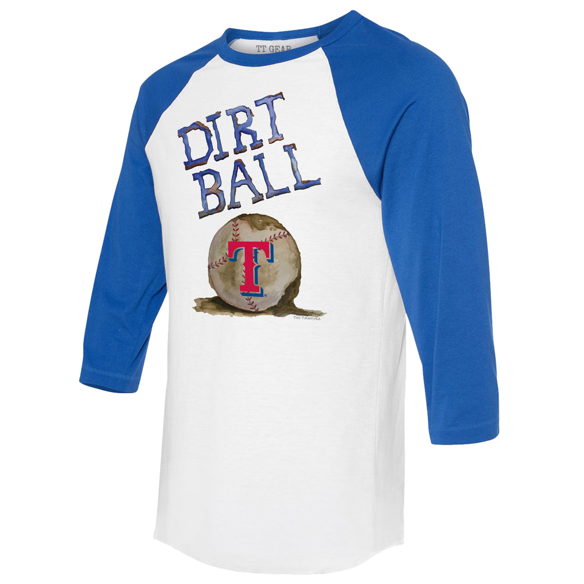 Texas Rangers Dirt Ball 3/4 Royal Blue Sleeve Raglan