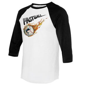 Miami Marlins Fastball 3/4 Black Sleeve Raglan