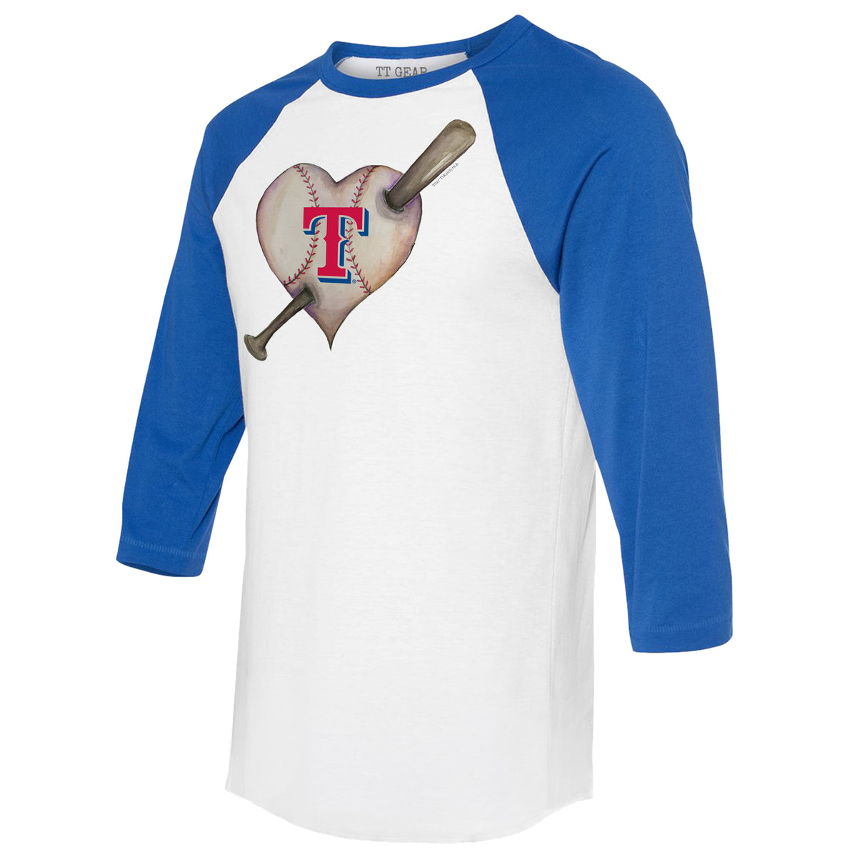 Texas Rangers Heart Bat 3/4 Royal Blue Sleeve Raglan