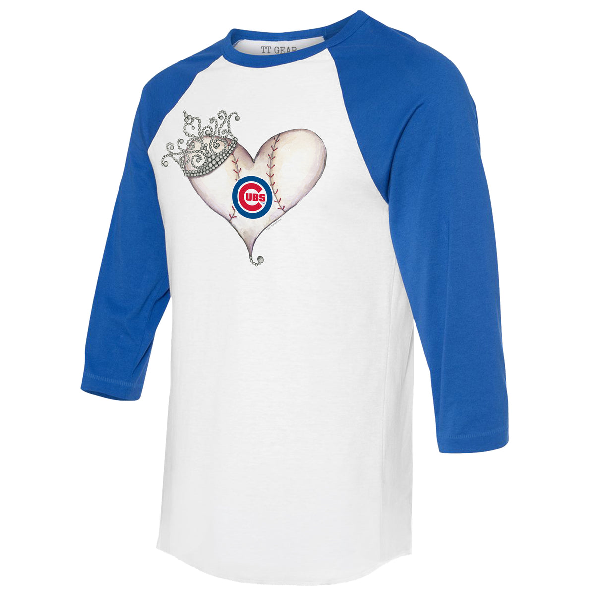 Chicago Cubs Tiara Heart 3/4 Royal Blue Sleeve Raglan
