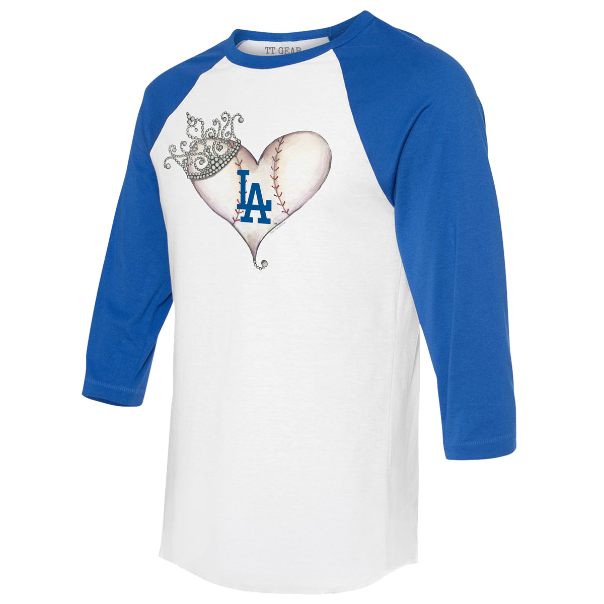 Los Angeles Dodgers Tiara Heart 3/4 Royal Blue Sleeve Raglan