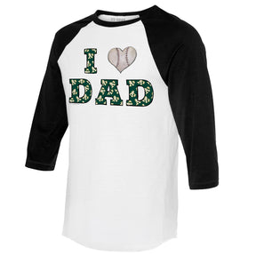 Oakland Athletics I Love Dad 3/4 Black Sleeve Raglan