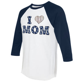 Tampa Bay Rays I Love Mom 3/4 Navy Blue Sleeve Raglan
