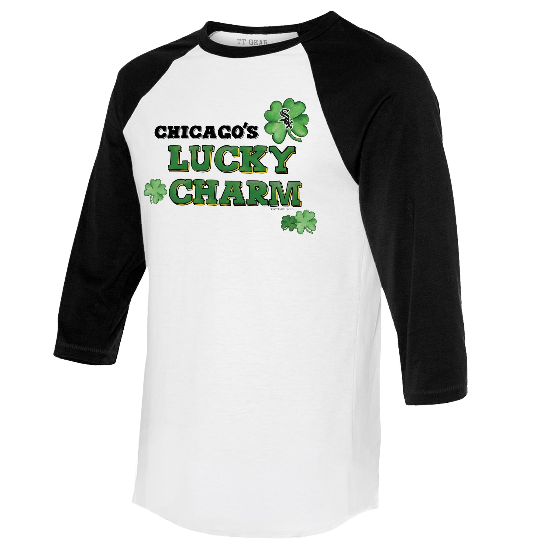 Chicago White Sox Lucky Charm 3/4 Black Sleeve Raglan