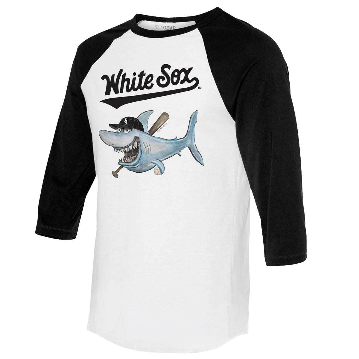 Chicago White Sox Shark 3/4 Black Sleeve Raglan