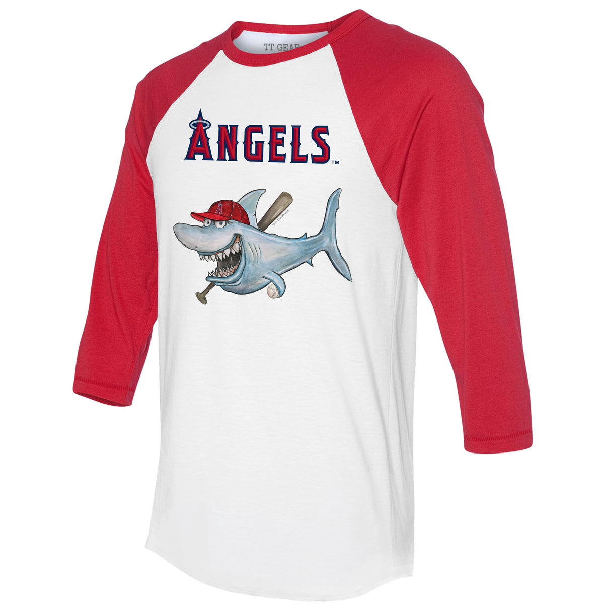 Los Angeles Angels Shark 3/4 Red Sleeve Raglan