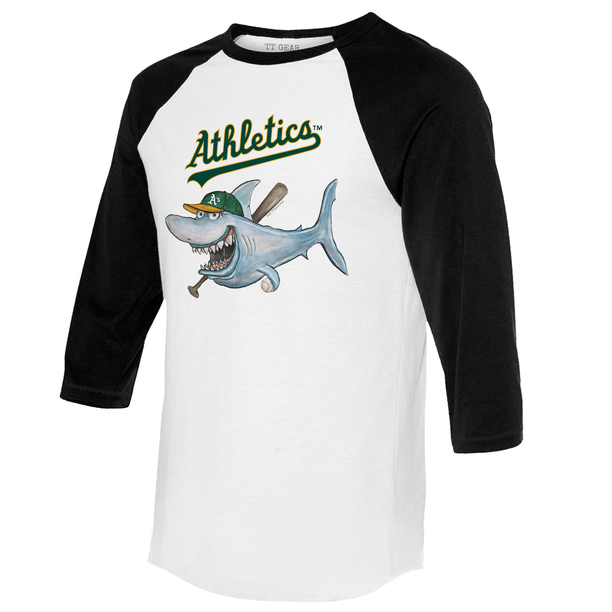 Oakland Athletics Shark 3/4 Black Sleeve Raglan