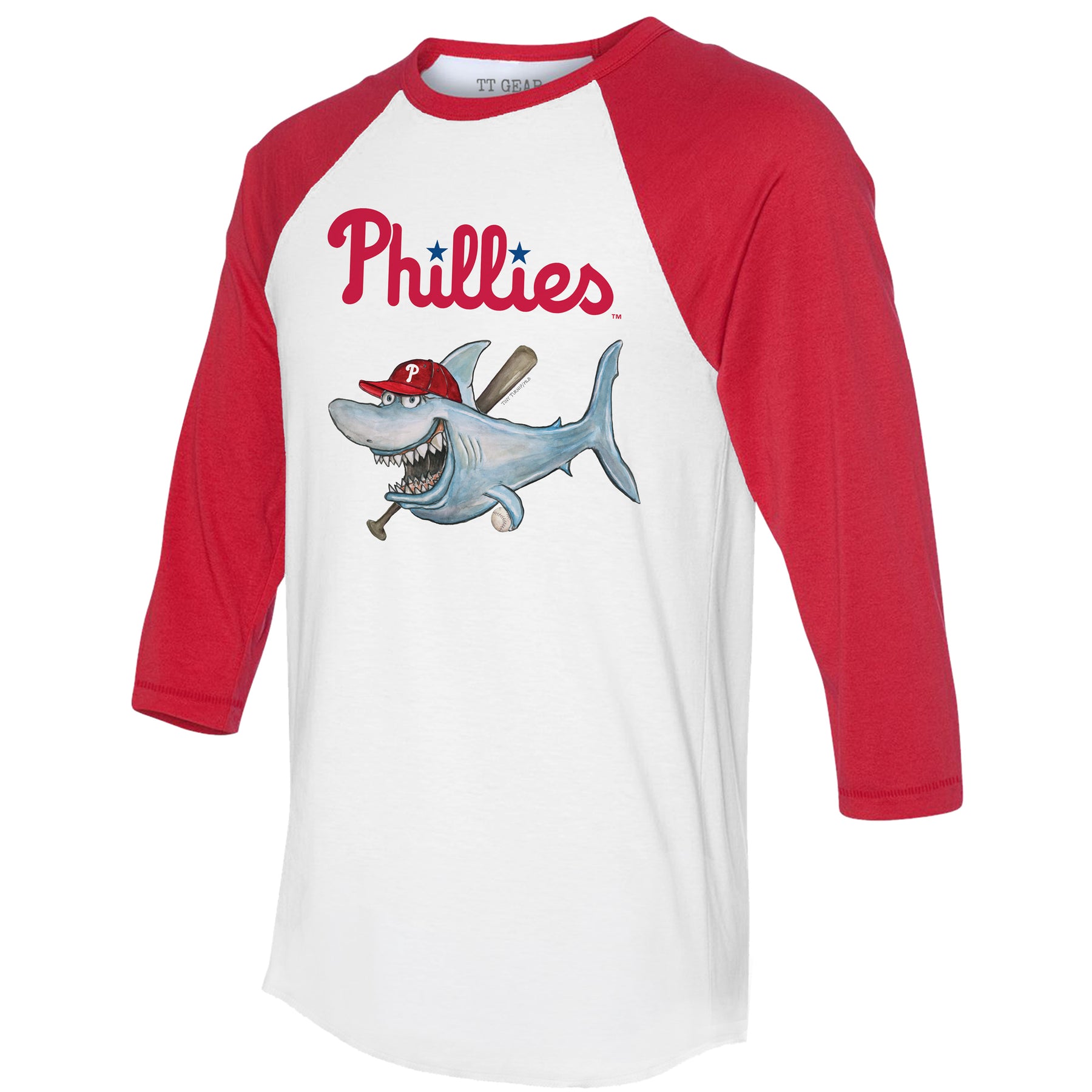 Philadelphia Phillies Shark 3/4 Red Sleeve Raglan