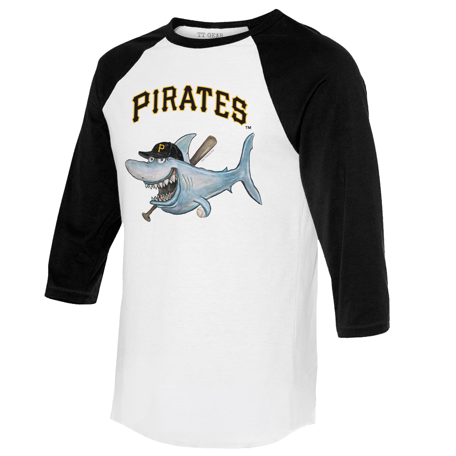 Pittsburgh Pirates Shark 3/4 Black Sleeve Raglan