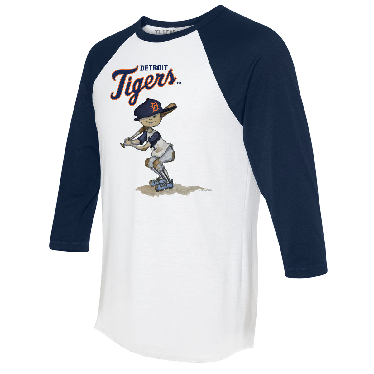 Tiny Turnip Detroit Tigers Baseball Heart Banner Fringe Tee Youth Large (10-12) / Navy Blue