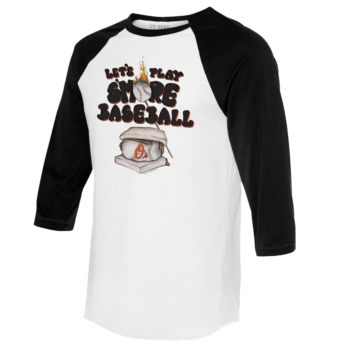 Baltimore Orioles S'mores 3/4 Black Sleeve Raglan