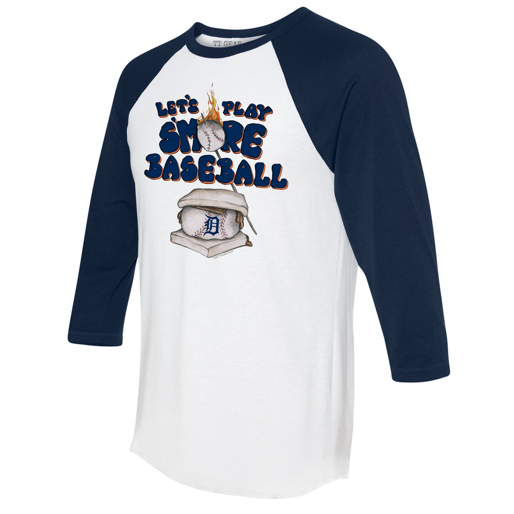 Detroit Tigers S'mores 3/4 Navy Blue Sleeve Raglan