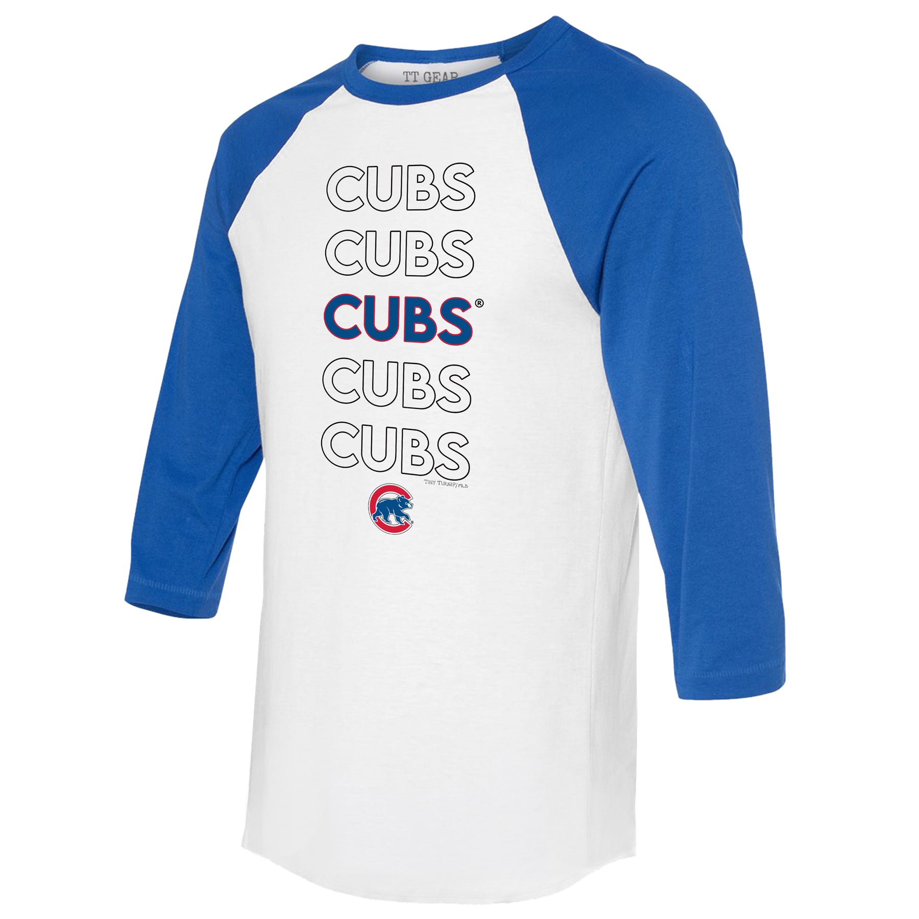 Chicago Cubs Stacked 3/4 Royal Blue Sleeve Raglan