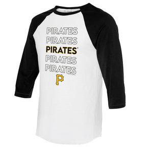 Pittsburgh Pirates Stacked 3/4 Black Sleeve Raglan