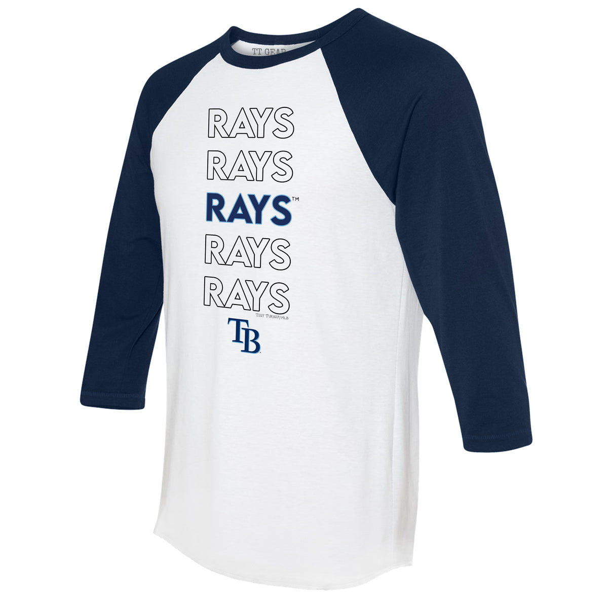 Tampa Bay Rays Stacked 3/4 Navy Blue Sleeve Raglan