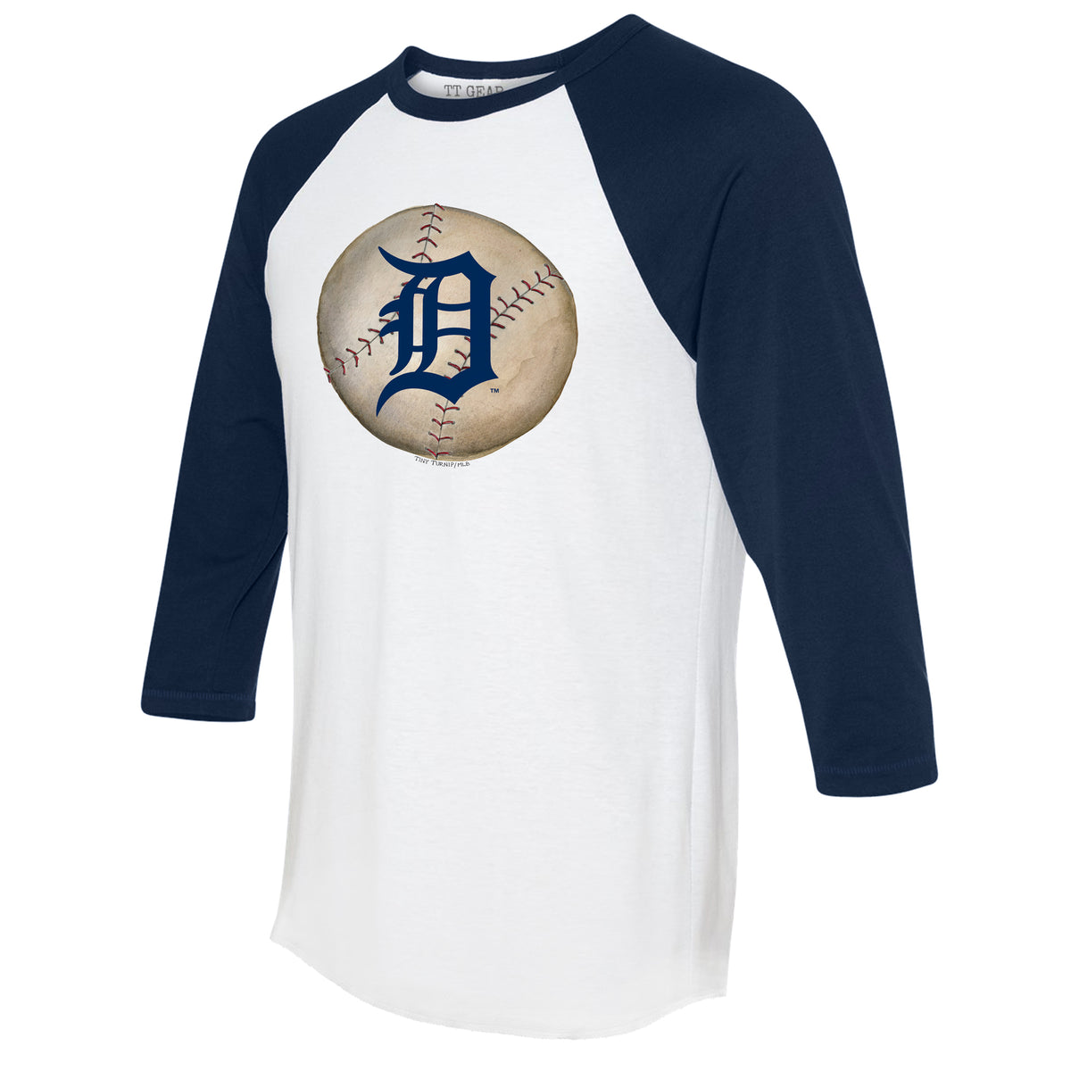 Detroit Tigers Stitched Baseball 3/4 Navy Blue Sleeve Raglan