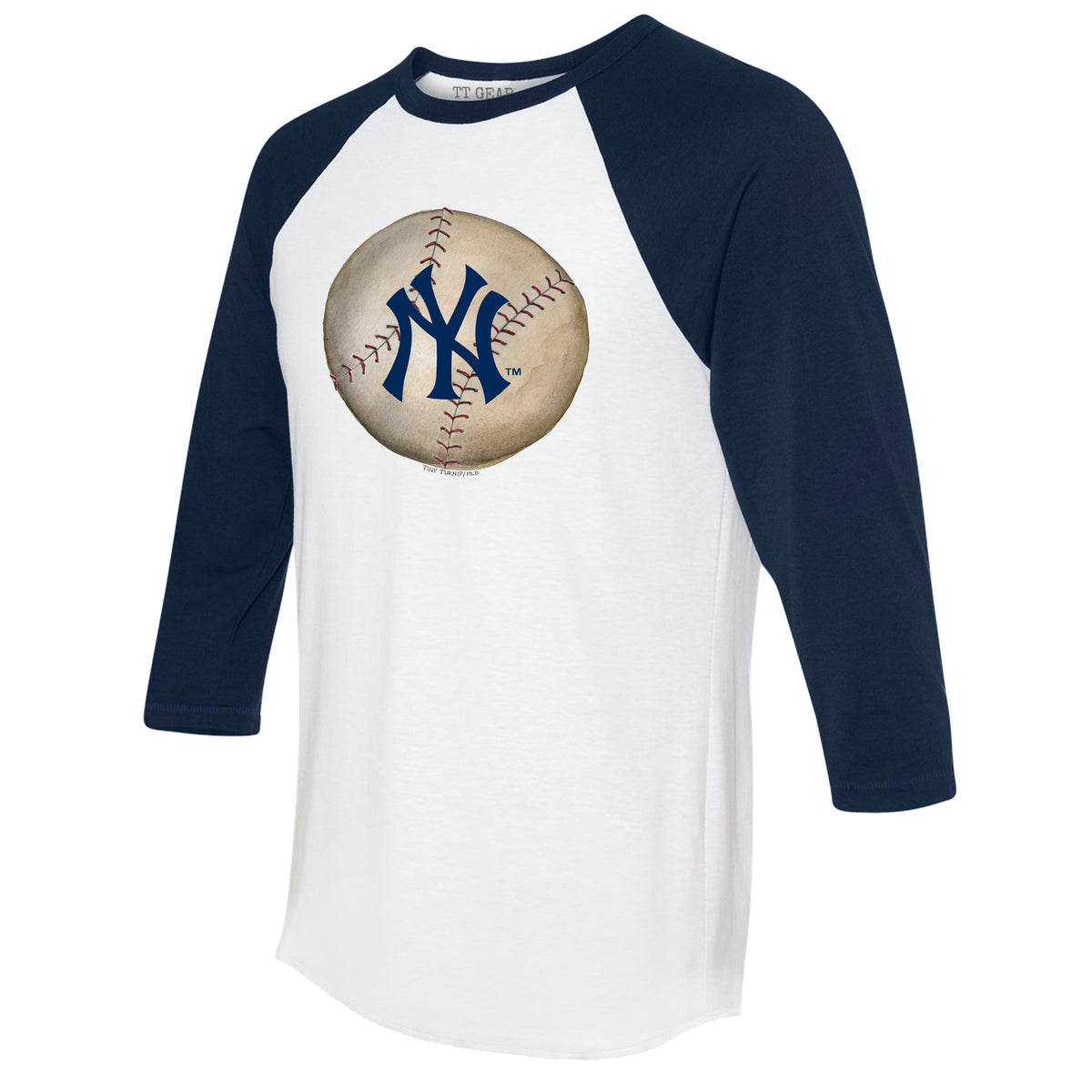 New York Yankees Stitched Baseball 3/4 Navy Blue Sleeve Raglan