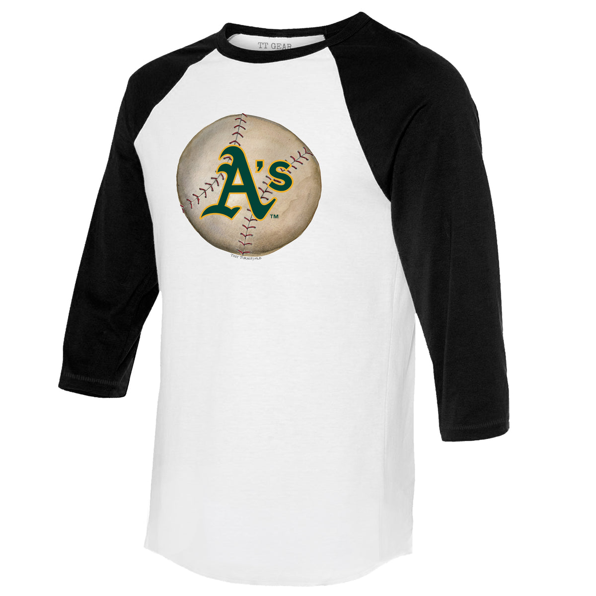 Oakland Athletics Stitched Baseball 3/4 Black Sleeve Raglan