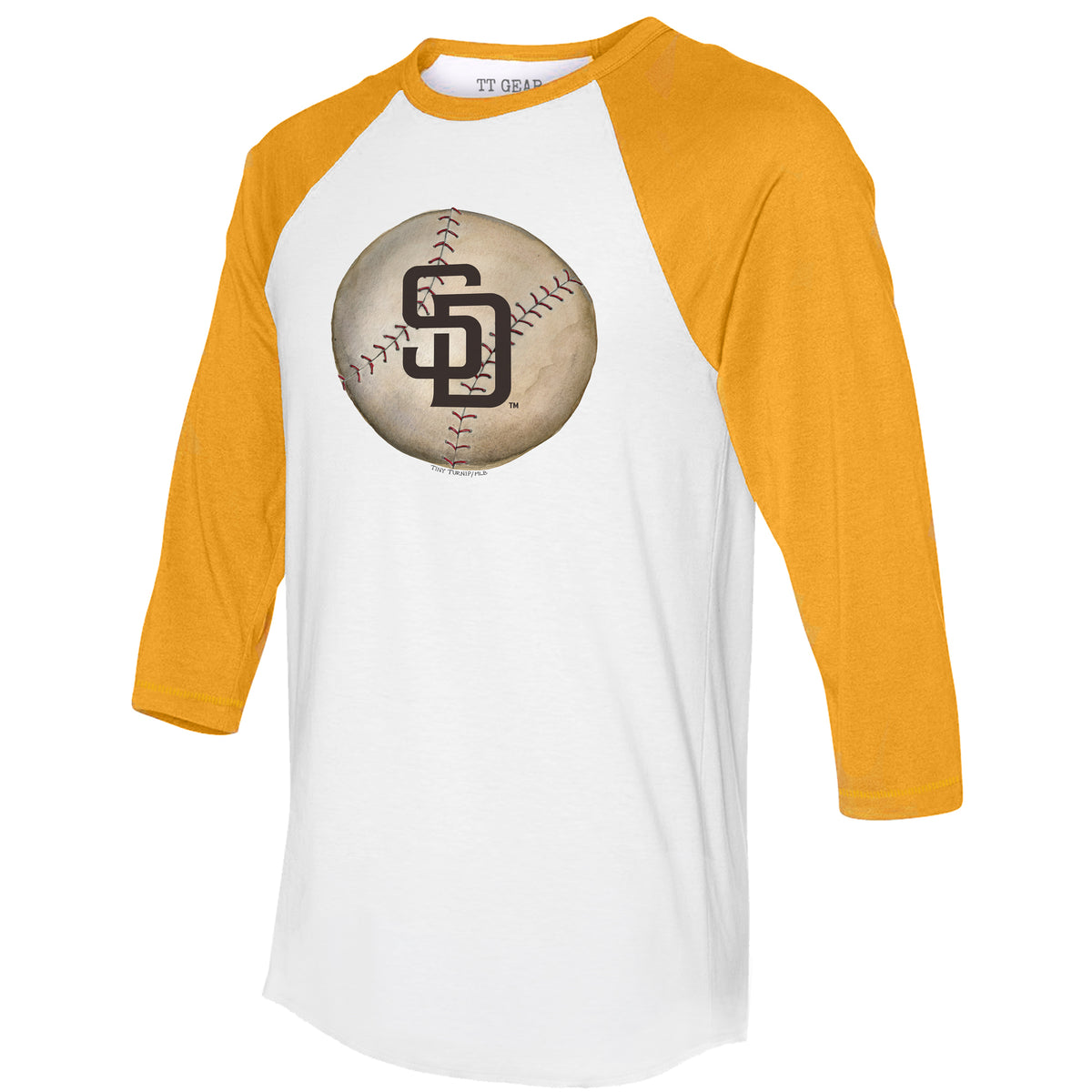 San Diego Padres Stitched Baseball 3/4 Gold Sleeve Raglan