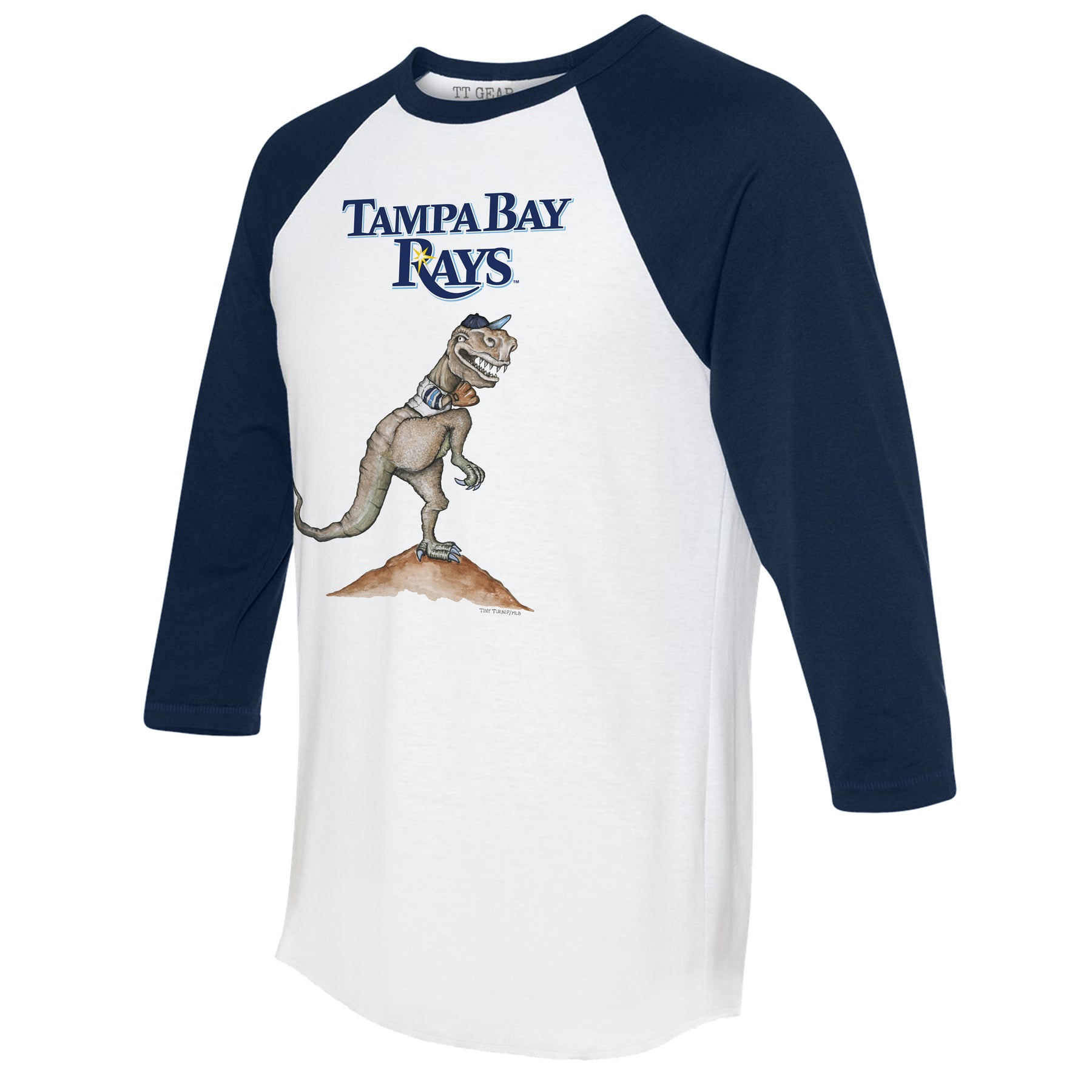 Youth Tiny Turnip Navy Tampa Bay Rays Baseball Bow T-Shirt