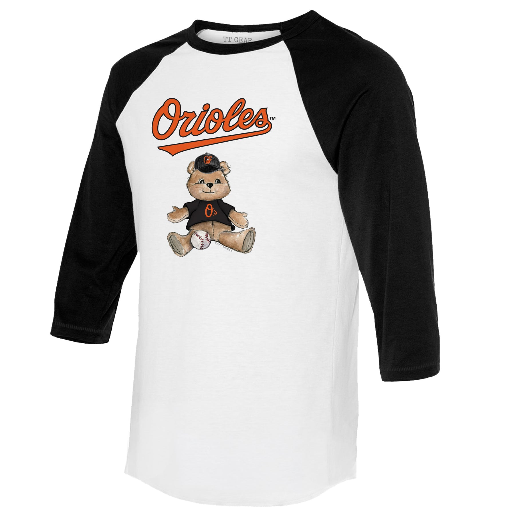 Baltimore Orioles Boy Teddy 3/4 Black Sleeve Raglan
