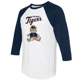 Detroit Tigers Boy Teddy 3/4 Navy Blue Sleeve Raglan