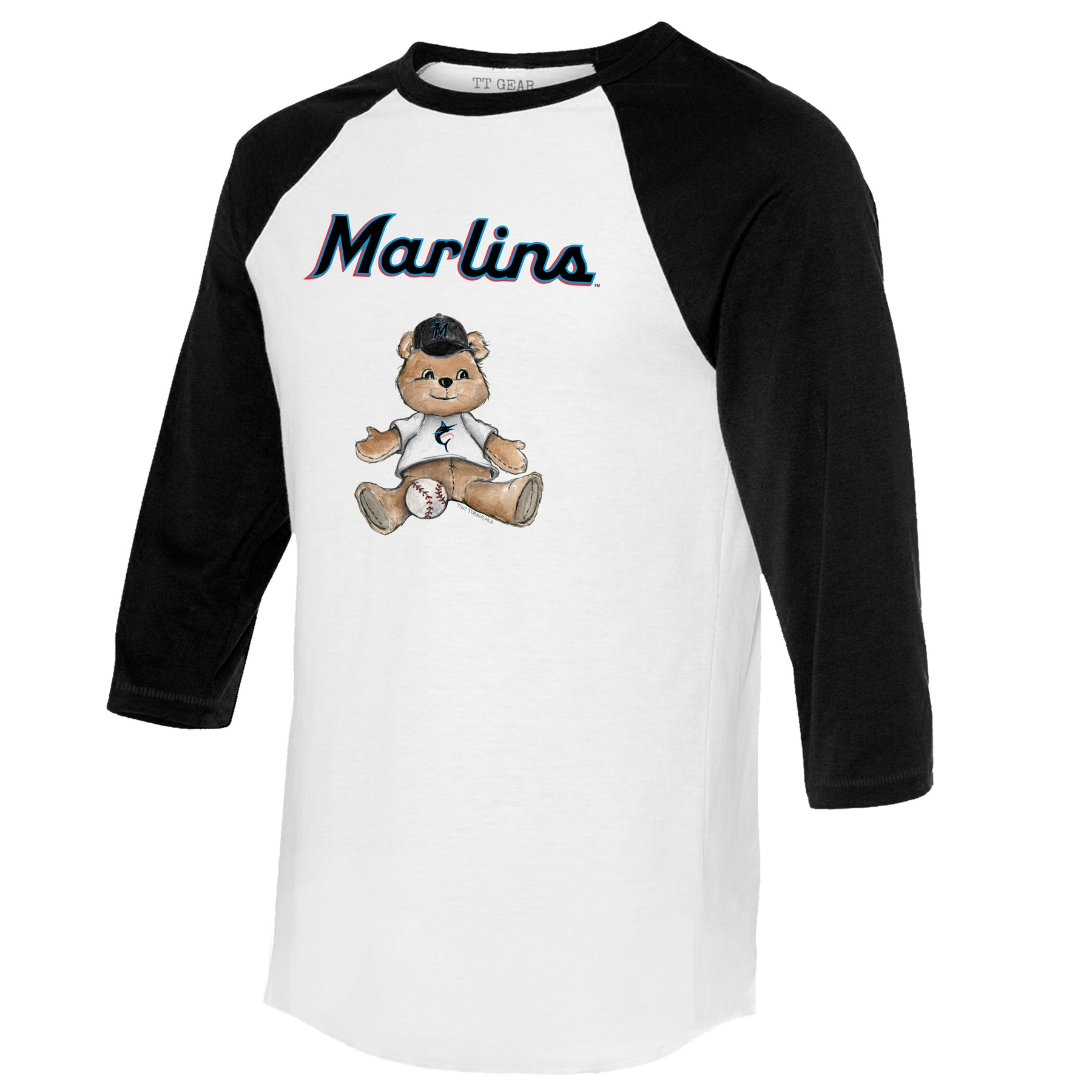 Miami Marlins Boy Teddy 3/4 Black Sleeve Raglan