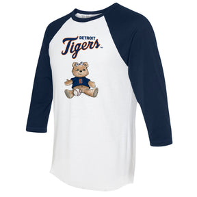 Detroit Tigers Girl Teddy 3/4 Navy Blue Sleeve Raglan