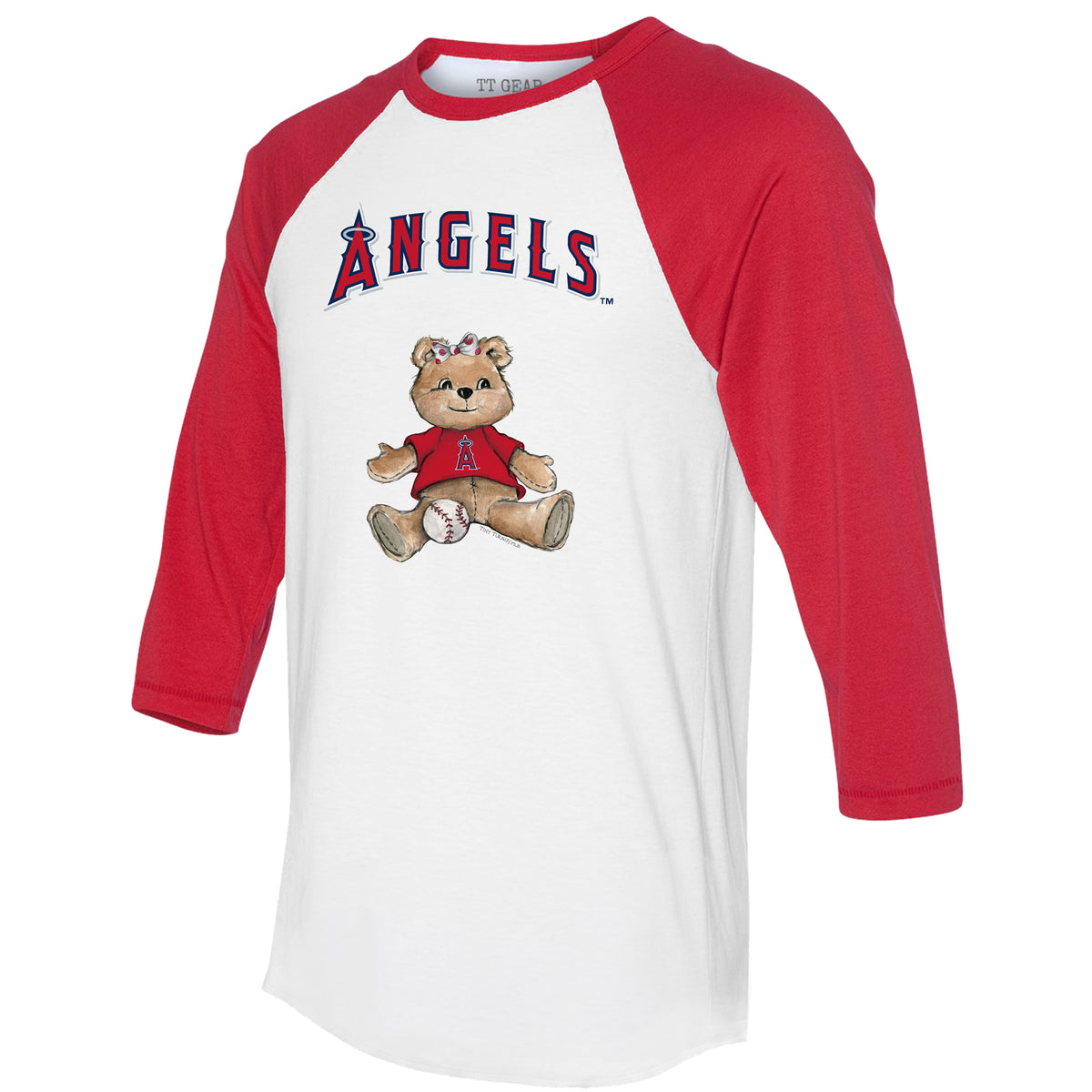 Los Angeles Angels Girl Teddy 3/4 Red Sleeve Raglan