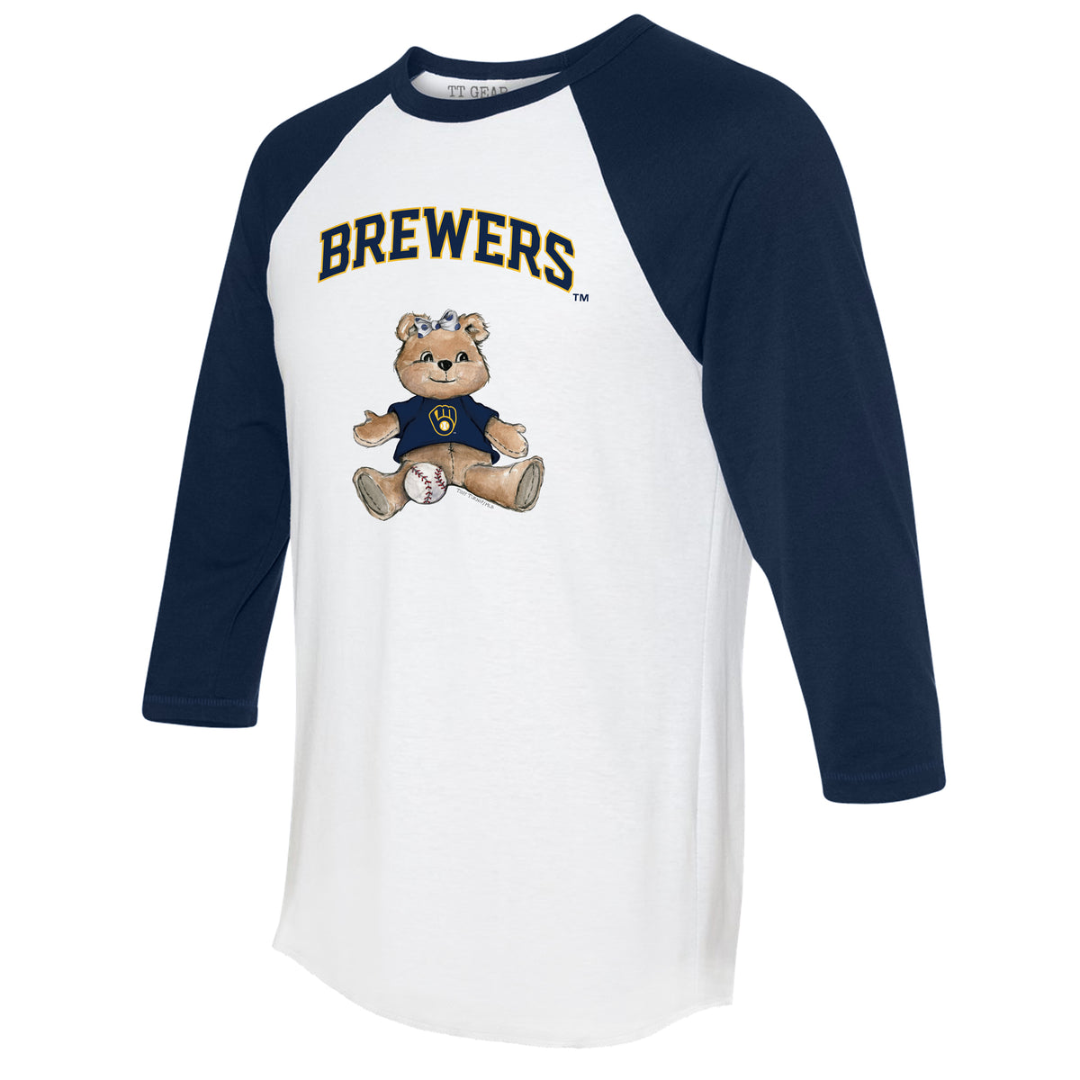Milwaukee Brewers Girl Teddy 3/4 Navy Blue Sleeve Raglan