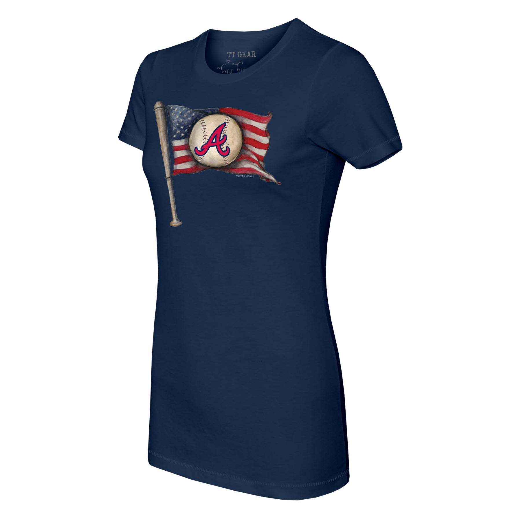 Atlanta Braves Baseball Flag Tee Shirt 3T / Navy Blue