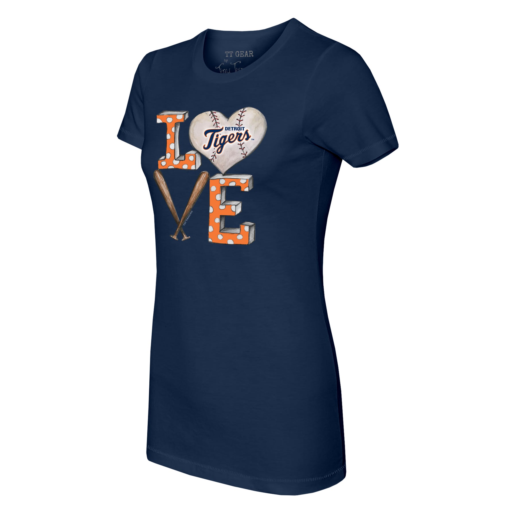Detroit Tigers Tiny Turnip Women's Baseball Love Raglan 3/4-Sleeve T-Shirt  - White/Black