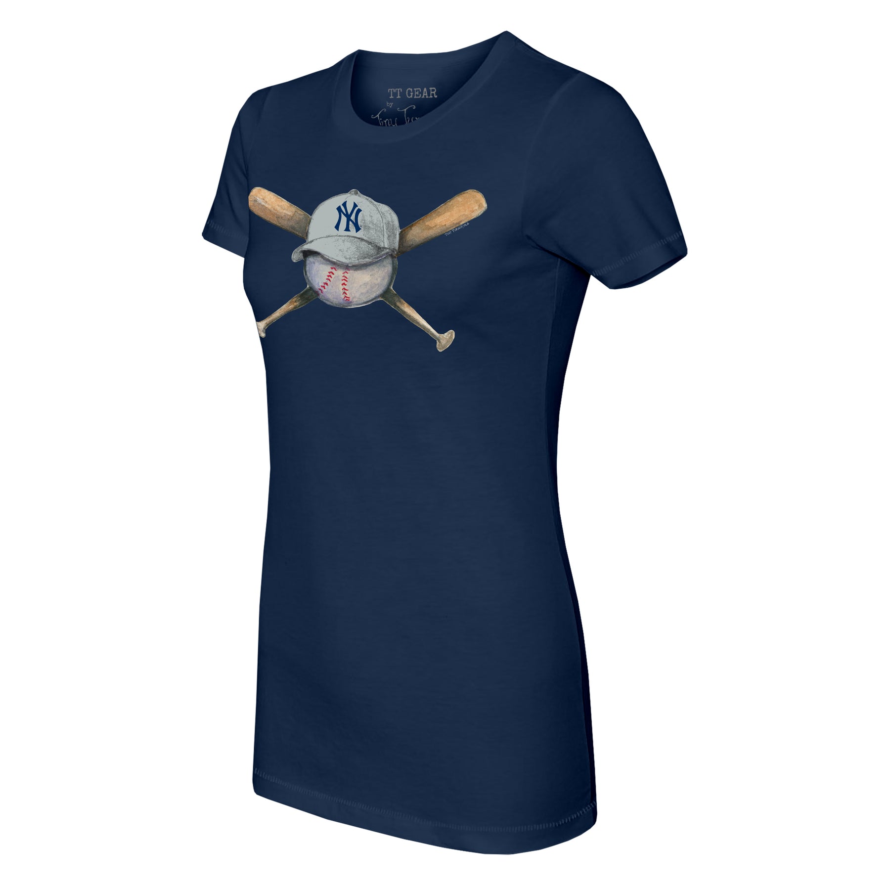 Women's Tiny Turnip White New York Yankees Hat Crossbats T-Shirt Size: 3XL