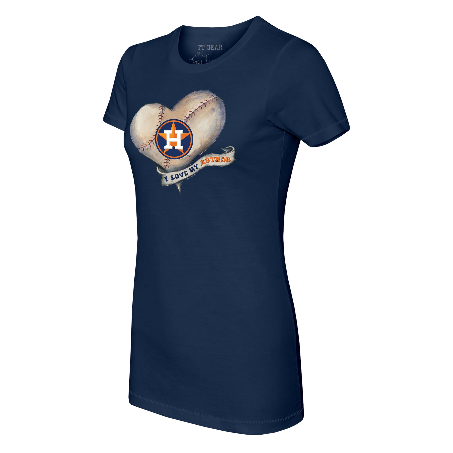 Houston Astros Tiny Turnip Toddler Heart Banner T-Shirt - White