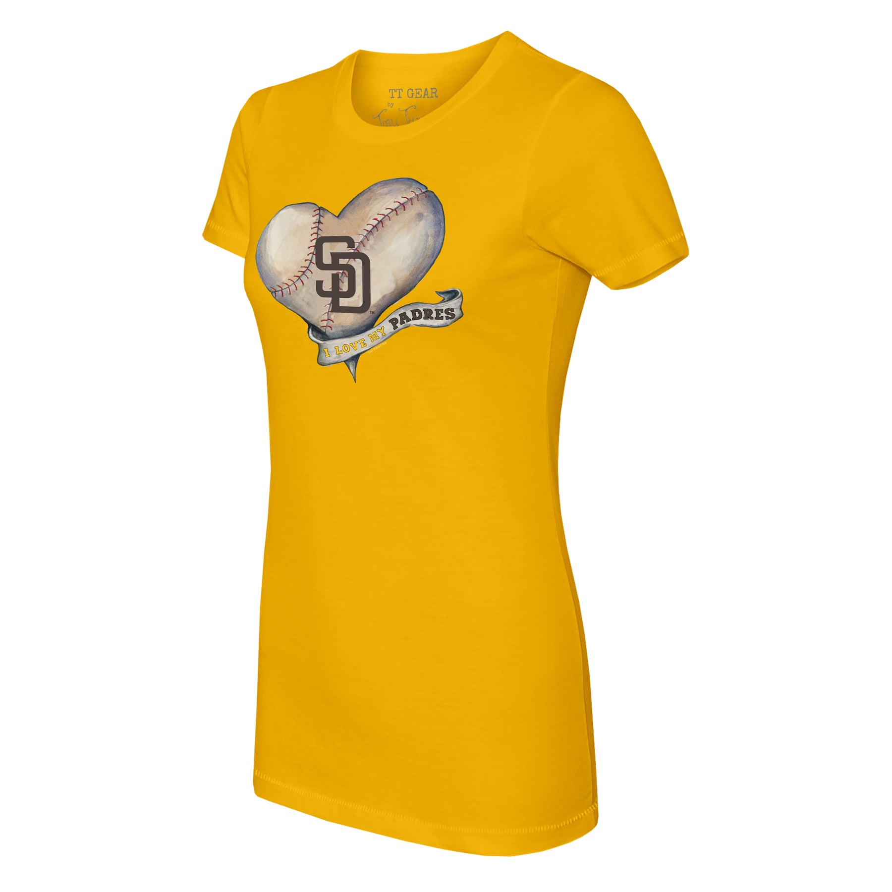 San Diego Padres Tiny Turnip Women's Heart Banner T-Shirt - White