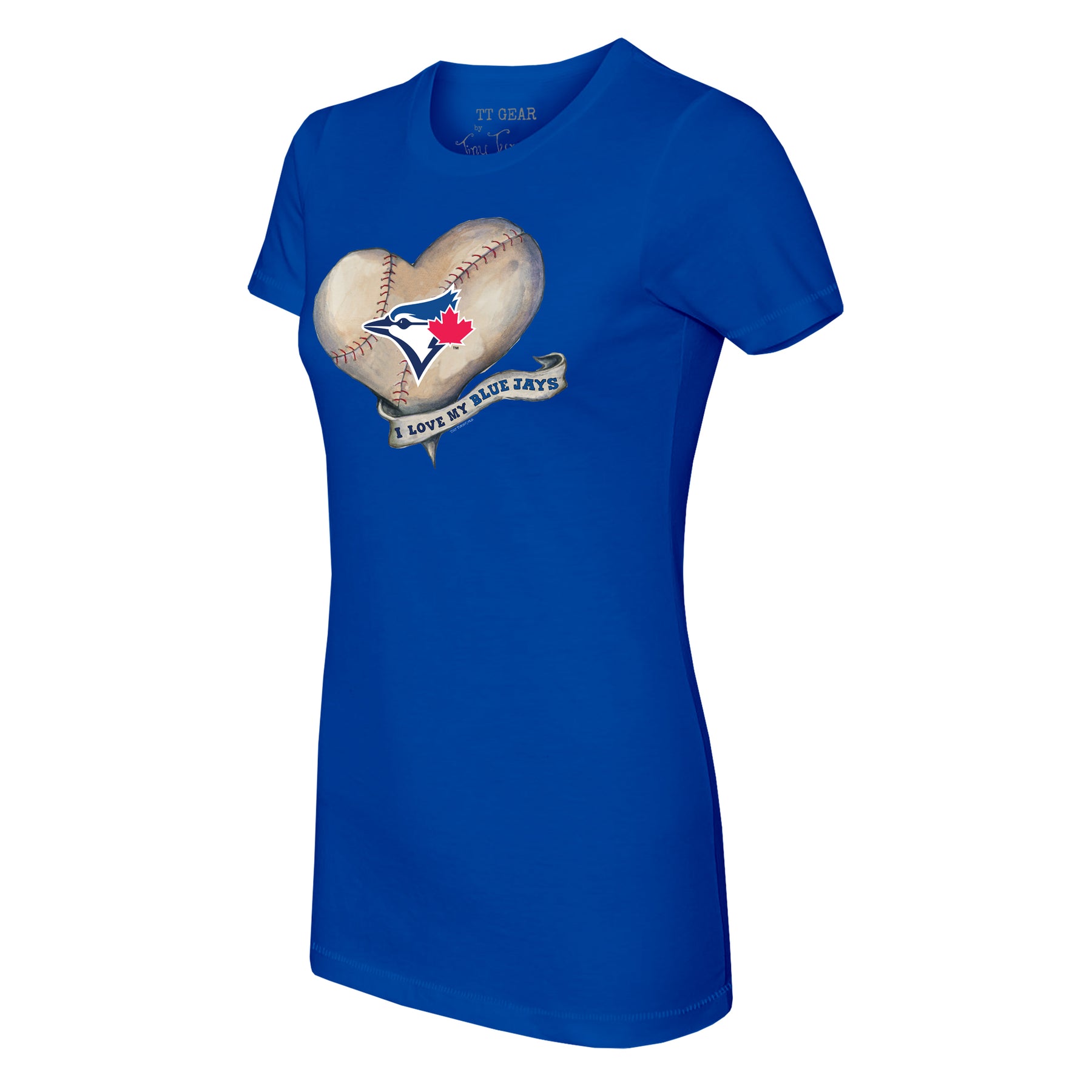 Tiny Turnip Toronto Blue Jays Women's White Heart Banner T-Shirt