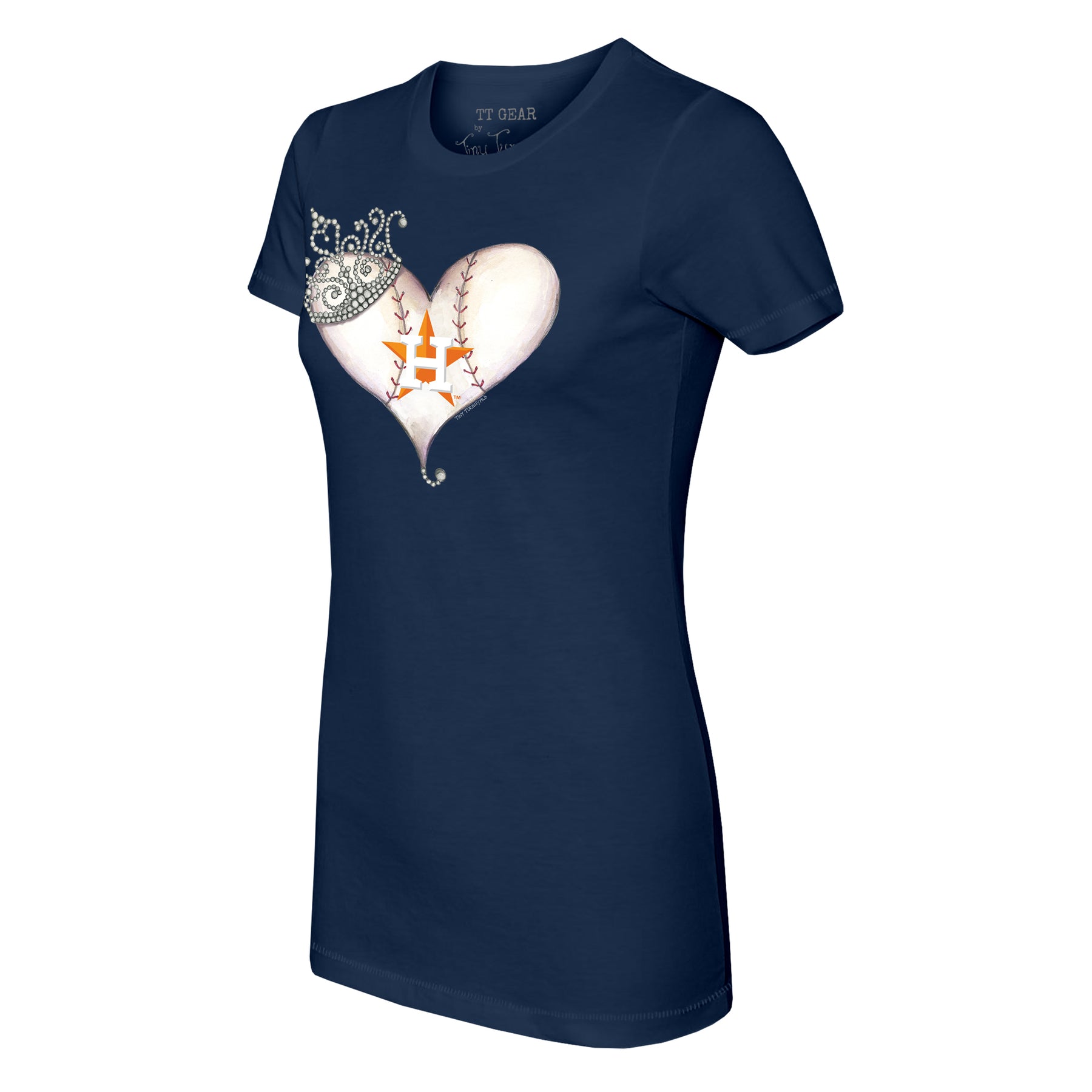 Women's Tiny Turnip White Houston Astros Heart Banner T-Shirt Size: Small