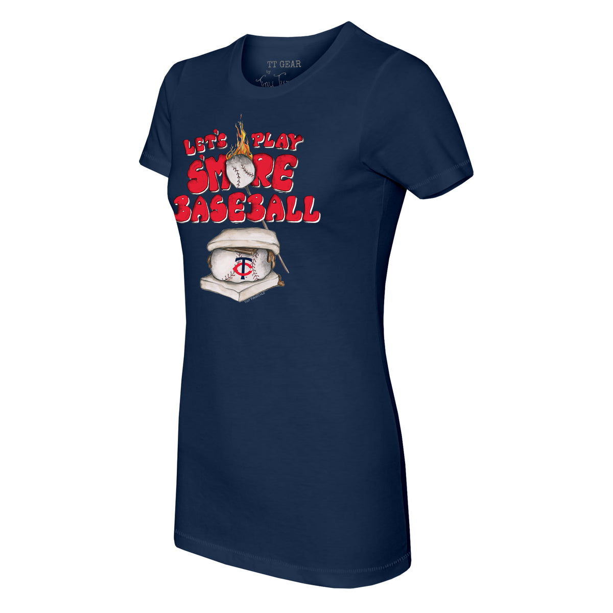 Lids Minnesota Twins Tiny Turnip Girls Youth Baseball Cross Bats Fringe T- Shirt - Navy