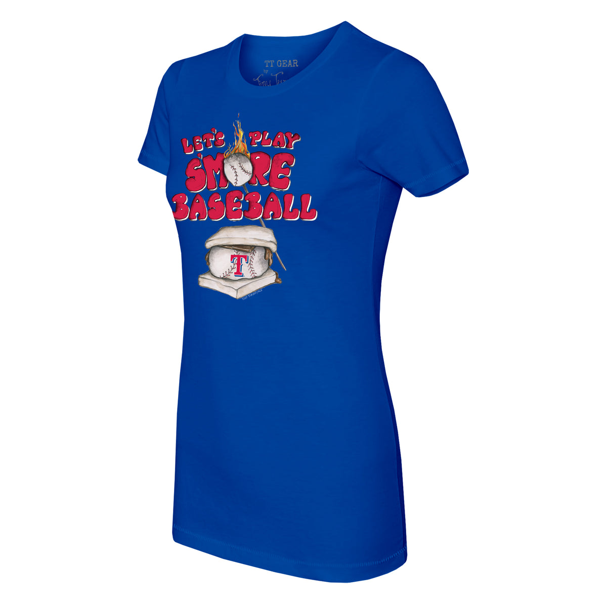 Texas Rangers Tiny Turnip Women's Logo Mom T-Shirt - Royal