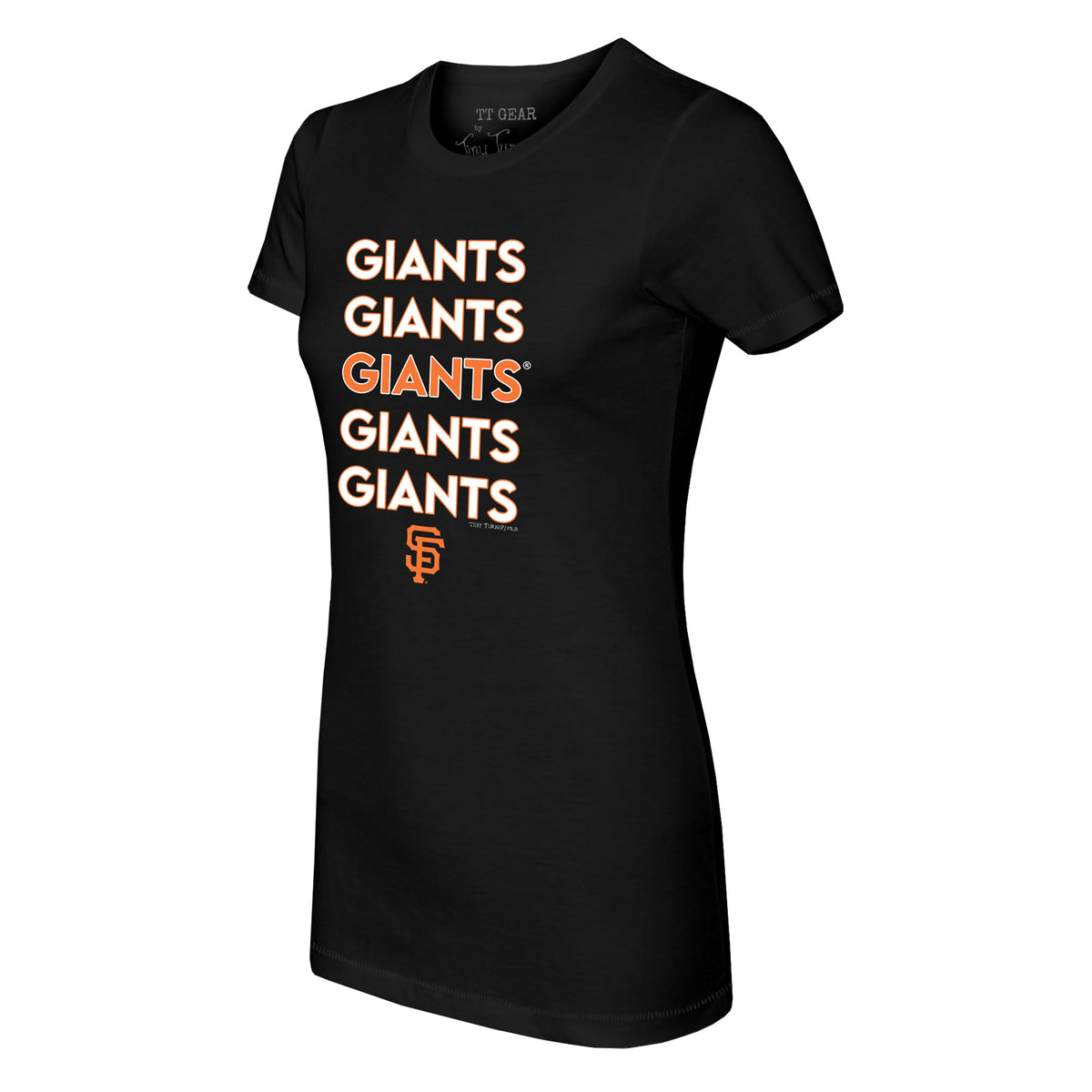 San Francisco Giants Tiny Turnip Women's Peace Love Baseball 3/4-Sleeve Raglan  T-Shirt - White/Black