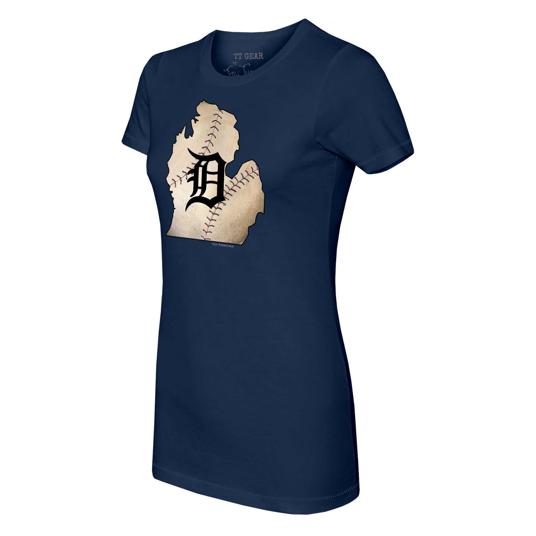Girls Toddler Tiny Turnip White Detroit Tigers Baseball Bow Fringe T-Shirt Size: 4T