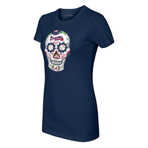 Atlanta Braves Sugar Skull Tee Shirt Women's 3XL / Navy Blue