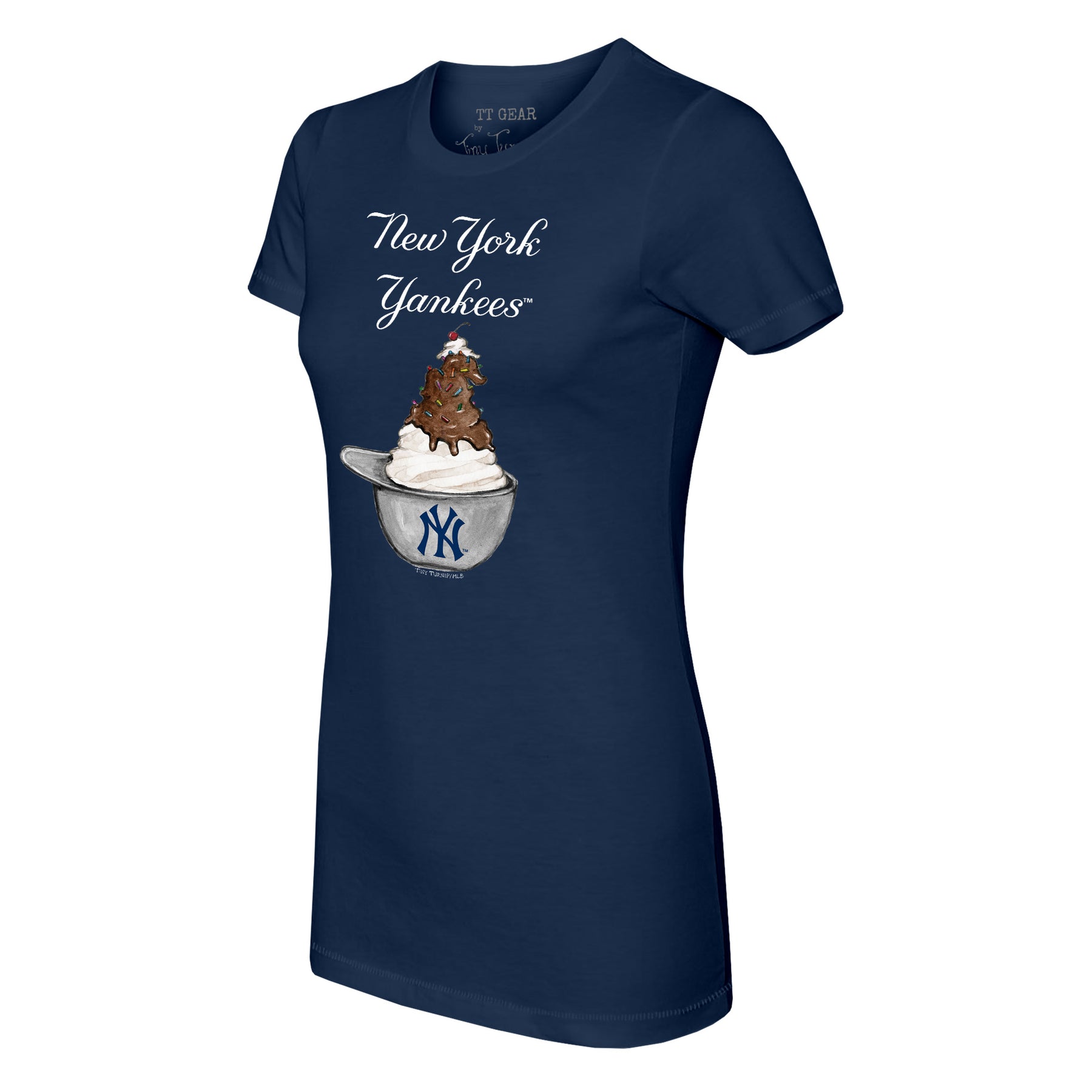 New York Yankees Sundae Helmet Tee Shirt Women's Medium / Navy Blue