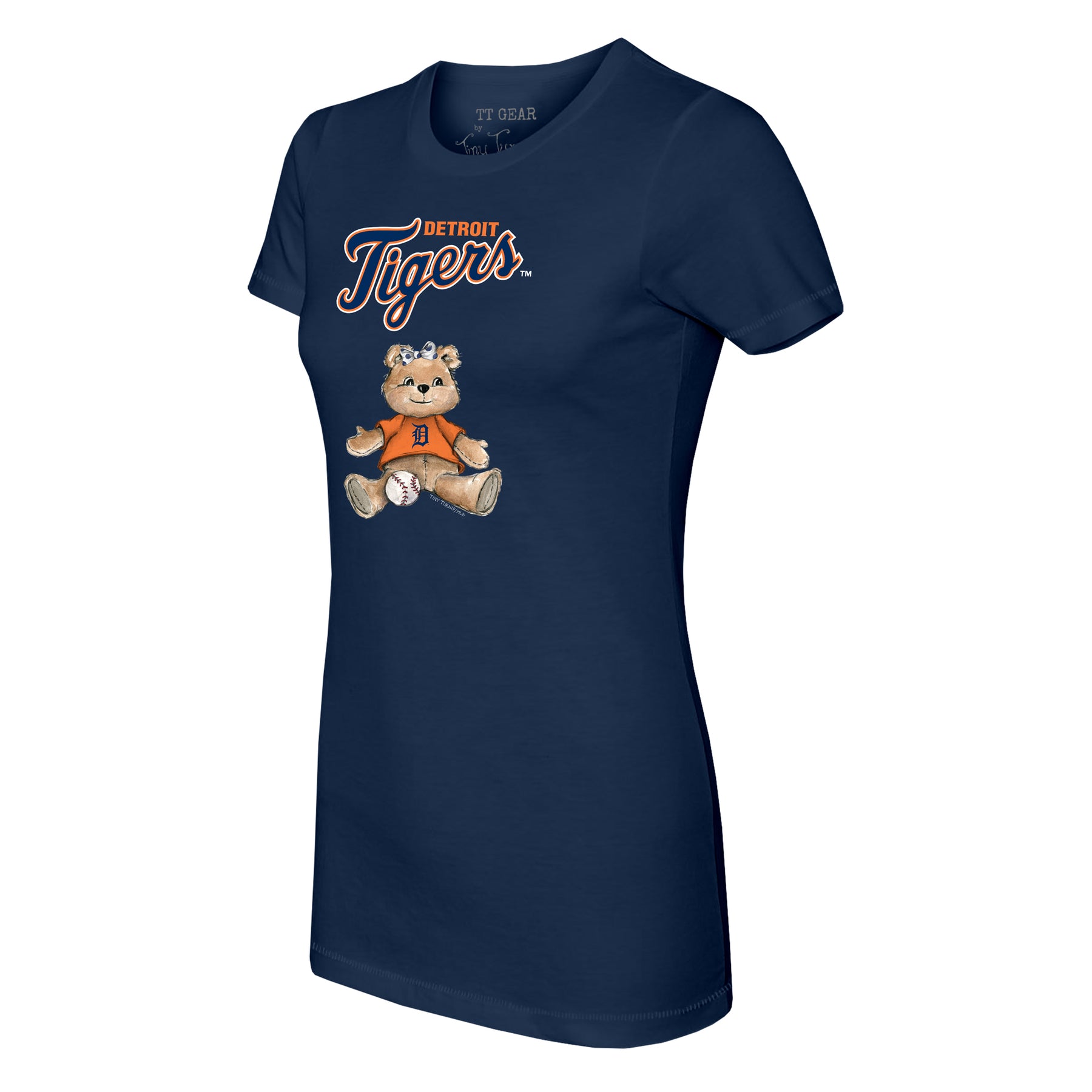 Detroit Tigers Girl Teddy Tee Shirt Women's Small / Navy Blue