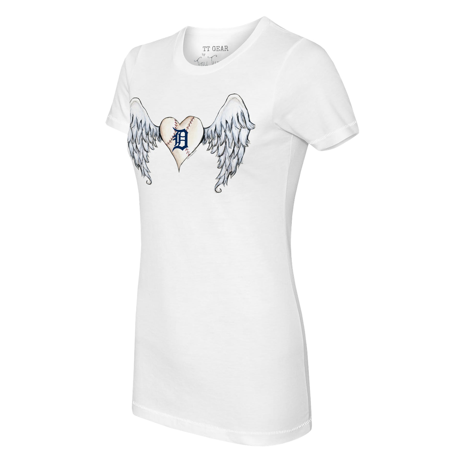 Detroit Tigers Tiny Turnip Women's Heart Banner 3/4-Sleeve Raglan T-Shirt -  White/Navy