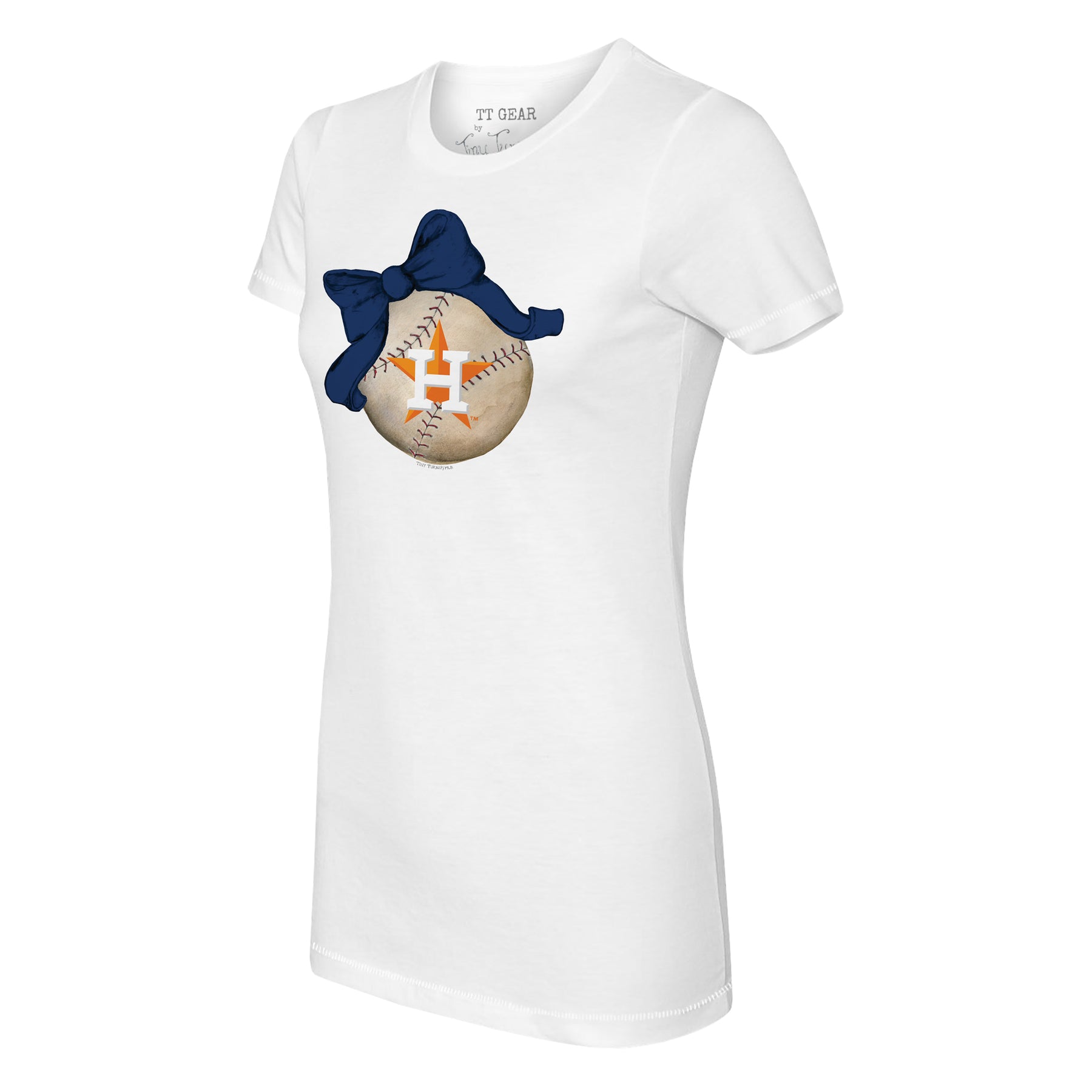 Houston Astros Tiny Turnip Women's Baseball Bow T-Shirt - Navy